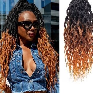Faux Locs Crochet Hair For Women Ombre black to Orange Soft Locs 18 inches
